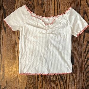 BP white and pink crop top